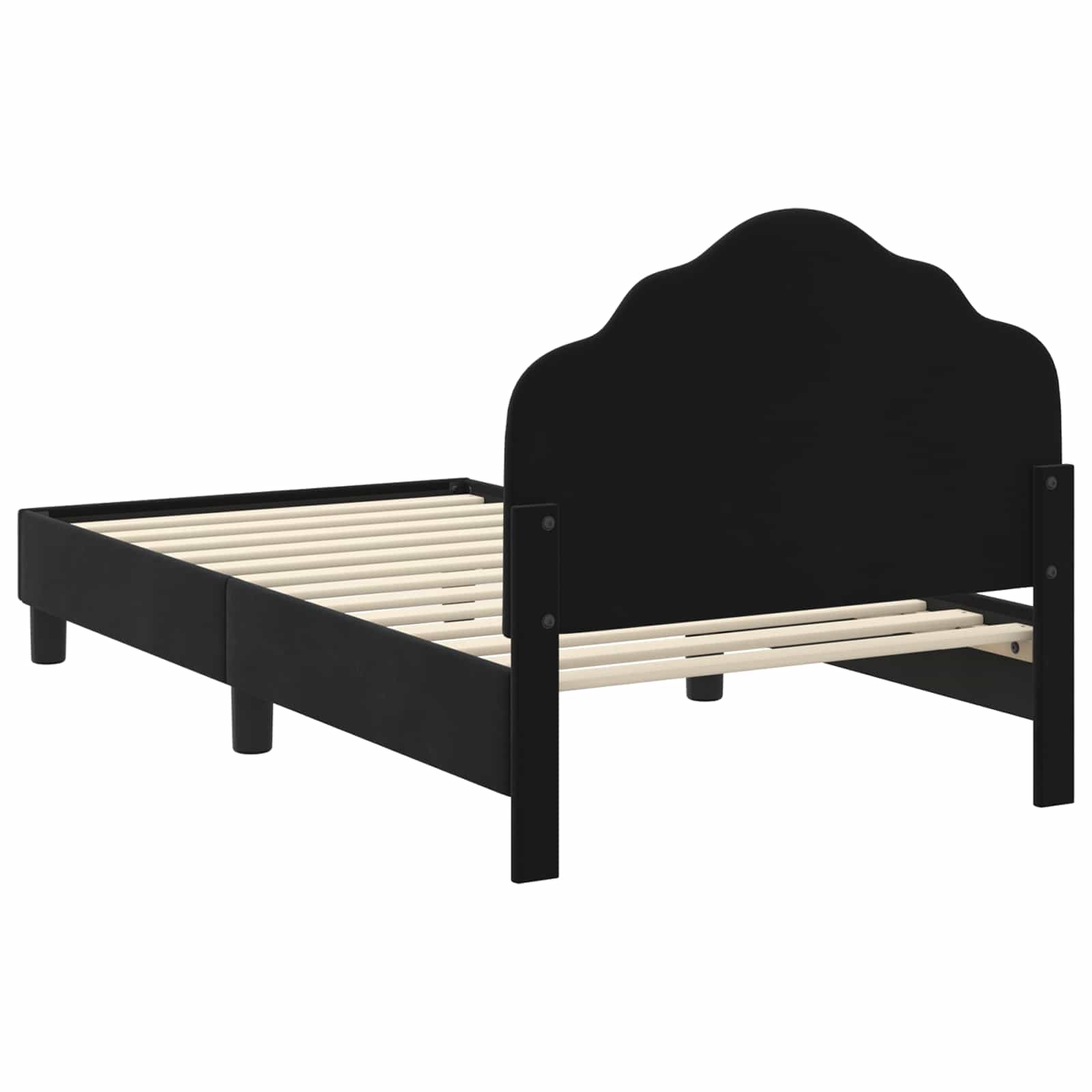 Kinderbedframe Fluweel Zwart 80 x 160 cm - 59% Korting