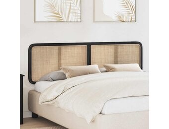 vidaXL Hoofdbord met hoofdeinde Zwart 180 x 55 x 3 cm Rattan