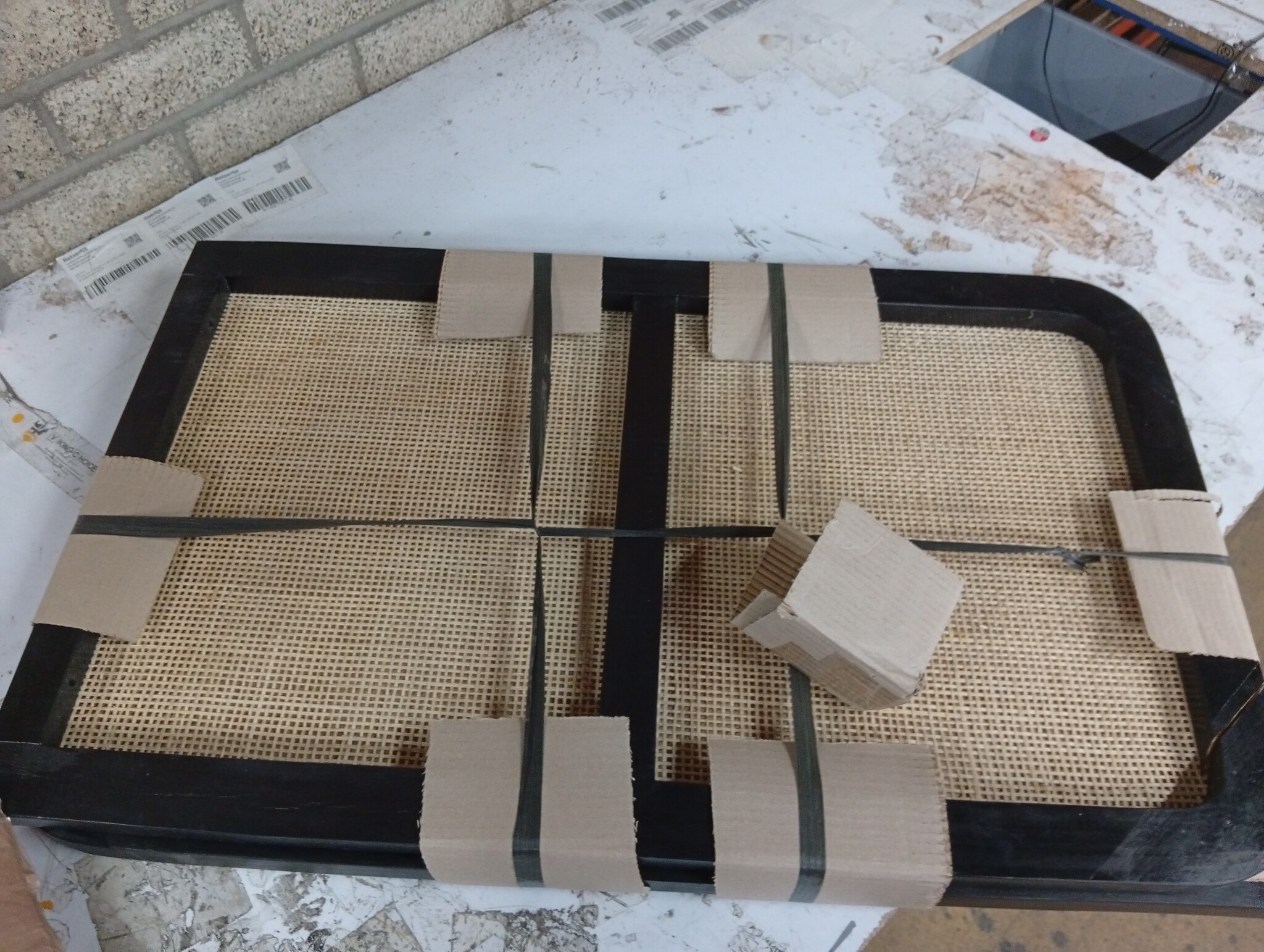 vidaXL Hoofdbord met hoofdeinde Zwart 180 x 55 x 3 cm Rattan
