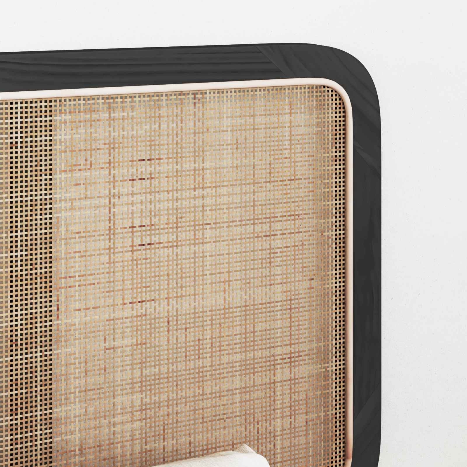 vidaXL Hoofdbord met hoofdeinde Zwart 180 x 55 x 3 cm Rattan