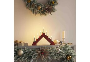 vidaXL Kerst Kaars Brug Rood 39.5x5x29 cm Grenenhout - 48% Korting