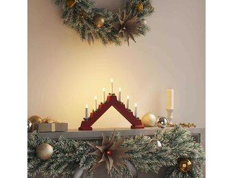 Kerst Kaarsenbrug Rood - 39.5cm - Massief Grenenhout (32% Korting)