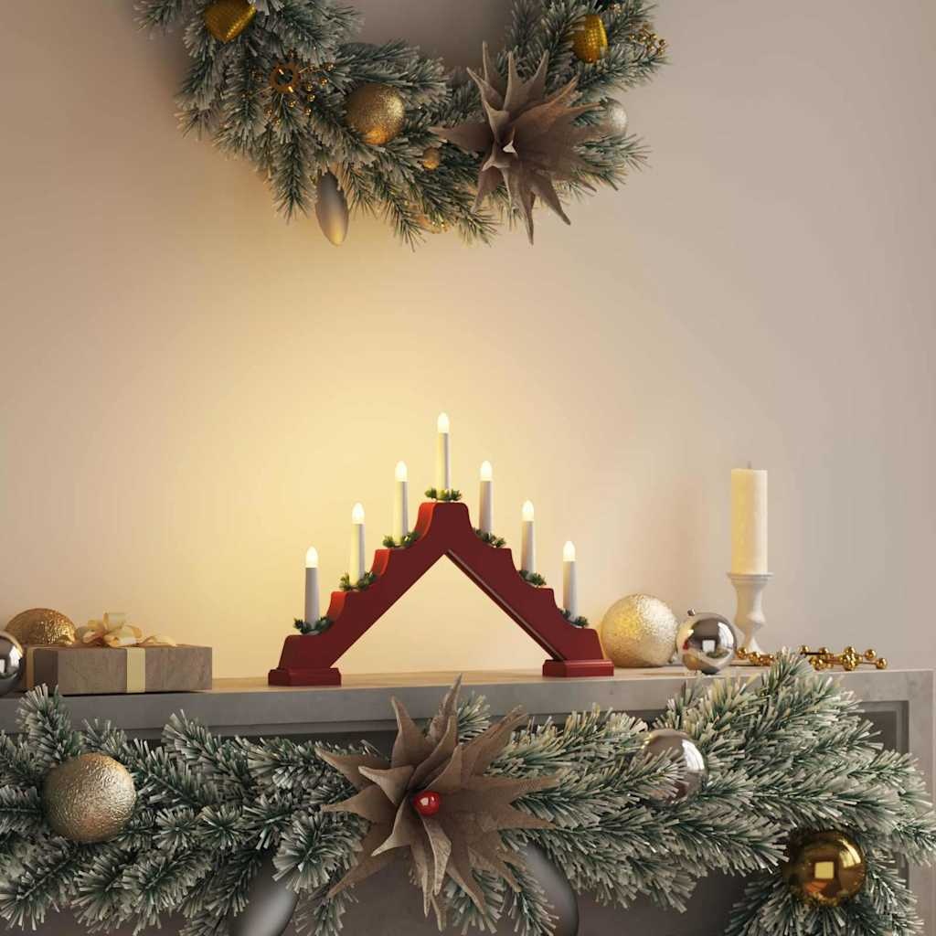 Kerst Kaarsenbrug Rood - 39.5cm - Massief Grenenhout (32% Korting)