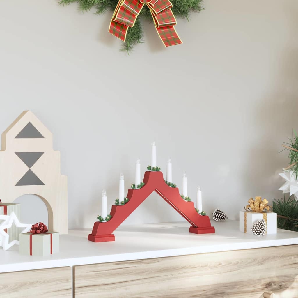 Kerst Kaarsenbrug Rood - 39.5cm - Massief Grenenhout (32% Korting)