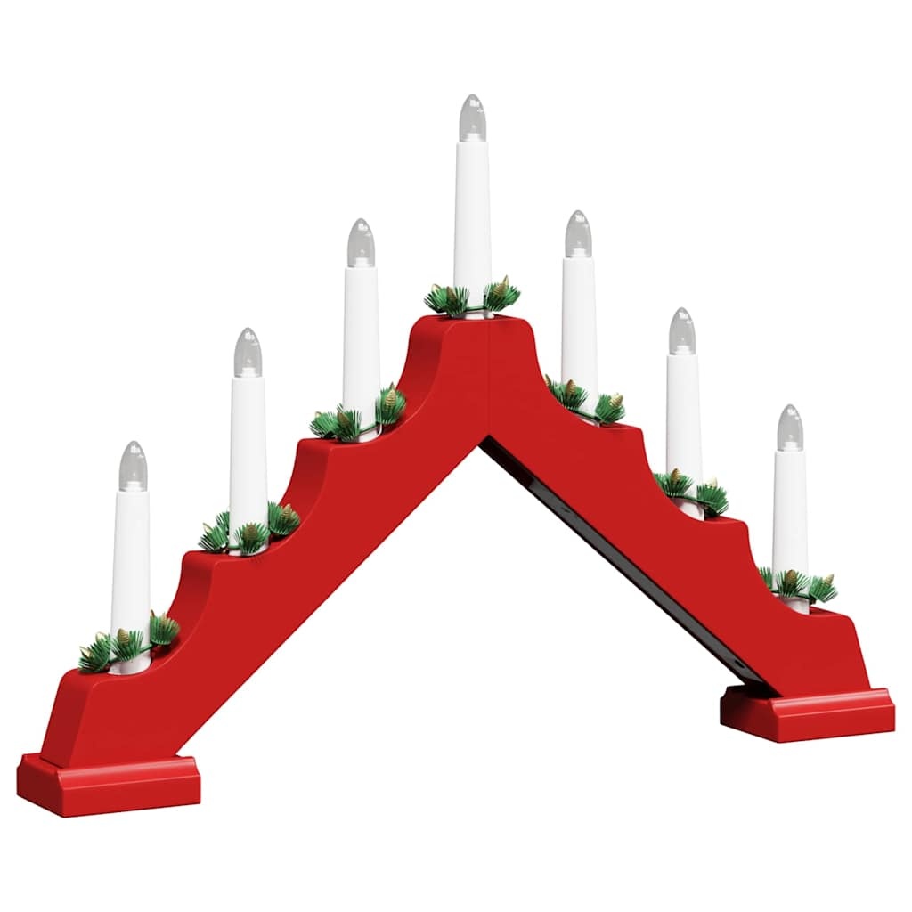 Kerst Kaarsenbrug Rood - 39.5cm - Massief Grenenhout (32% Korting)