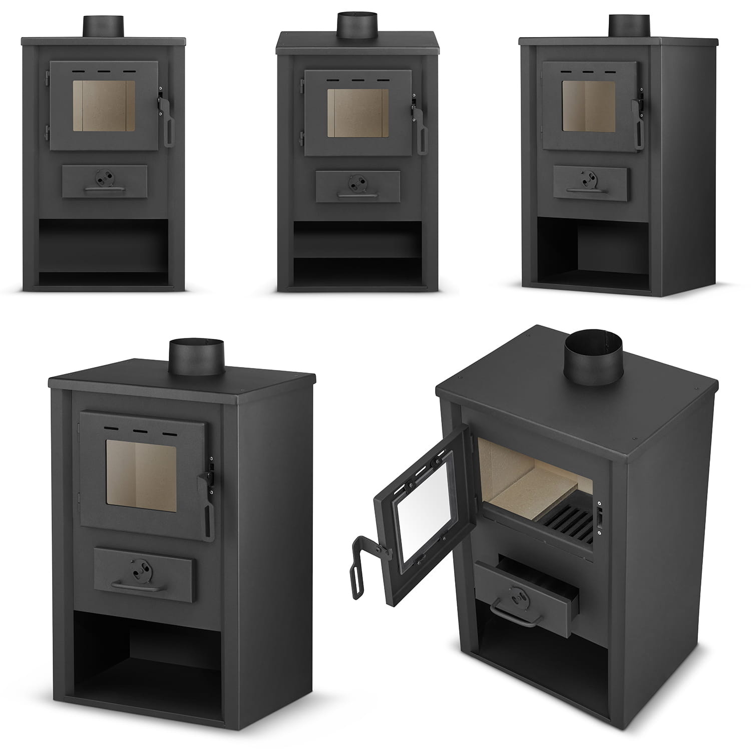Houtkachel - binnen - vrijstaand - 12 KW - staal