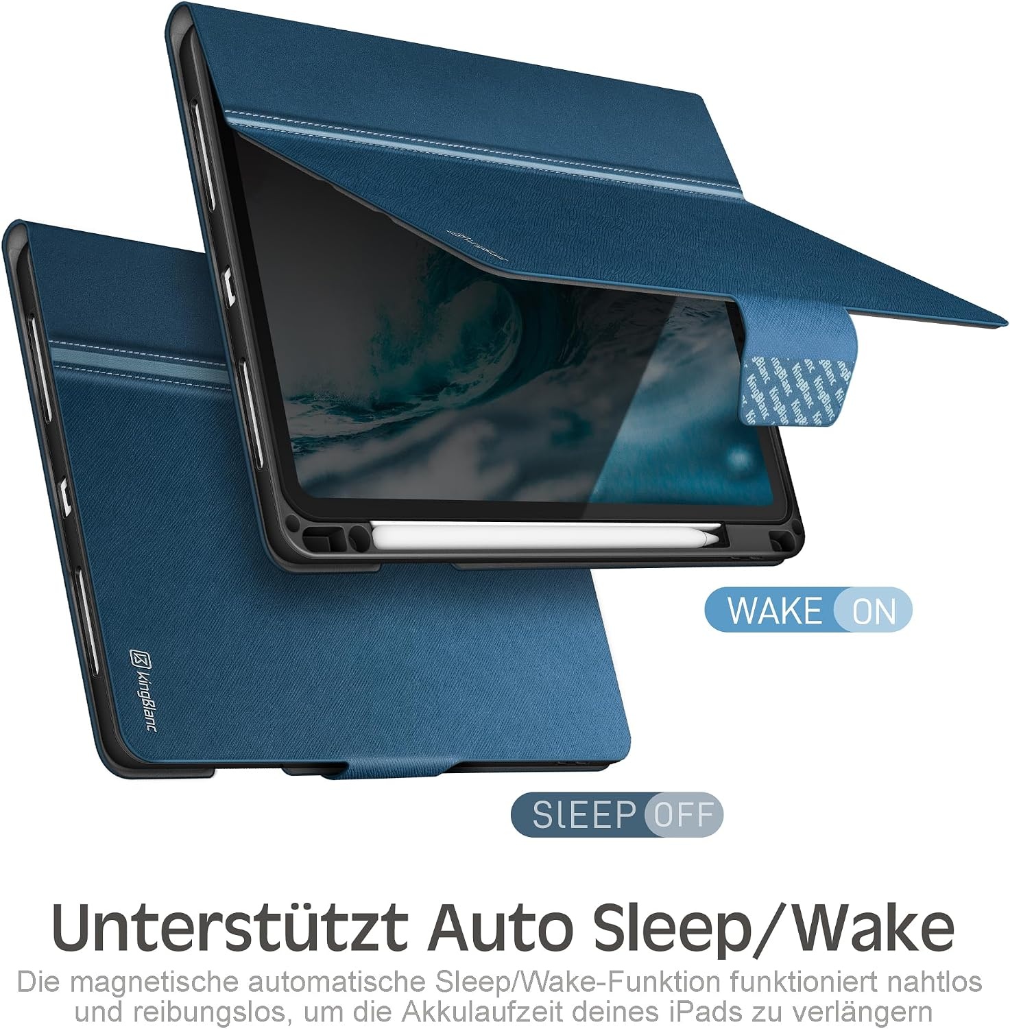 Hoes voor iPad Air 11" 2024 (M2) / 5e Gen 2022 / 4e Gen 2020 10.9" | Blauw met Potloodhouder & Sluimer-/Wekfunctie