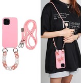 Hoesje voor iPhone 15 Pro Max Kaki TPU Schokbestendig Krasbestendig met Verstelbare Ketting, Polsbandje en Lanyard