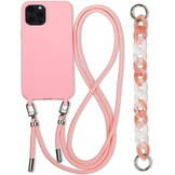 Hoesje voor iPhone 15 Pro Max Kaki TPU Schokbestendig Krasbestendig met Verstelbare Ketting, Polsbandje en Lanyard