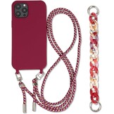 Hoesje voor iPhone 15 Pro Max Kaki TPU Schokbestendig Krasbestendig met Verstelbare Ketting, Polsbandje en Lanyard