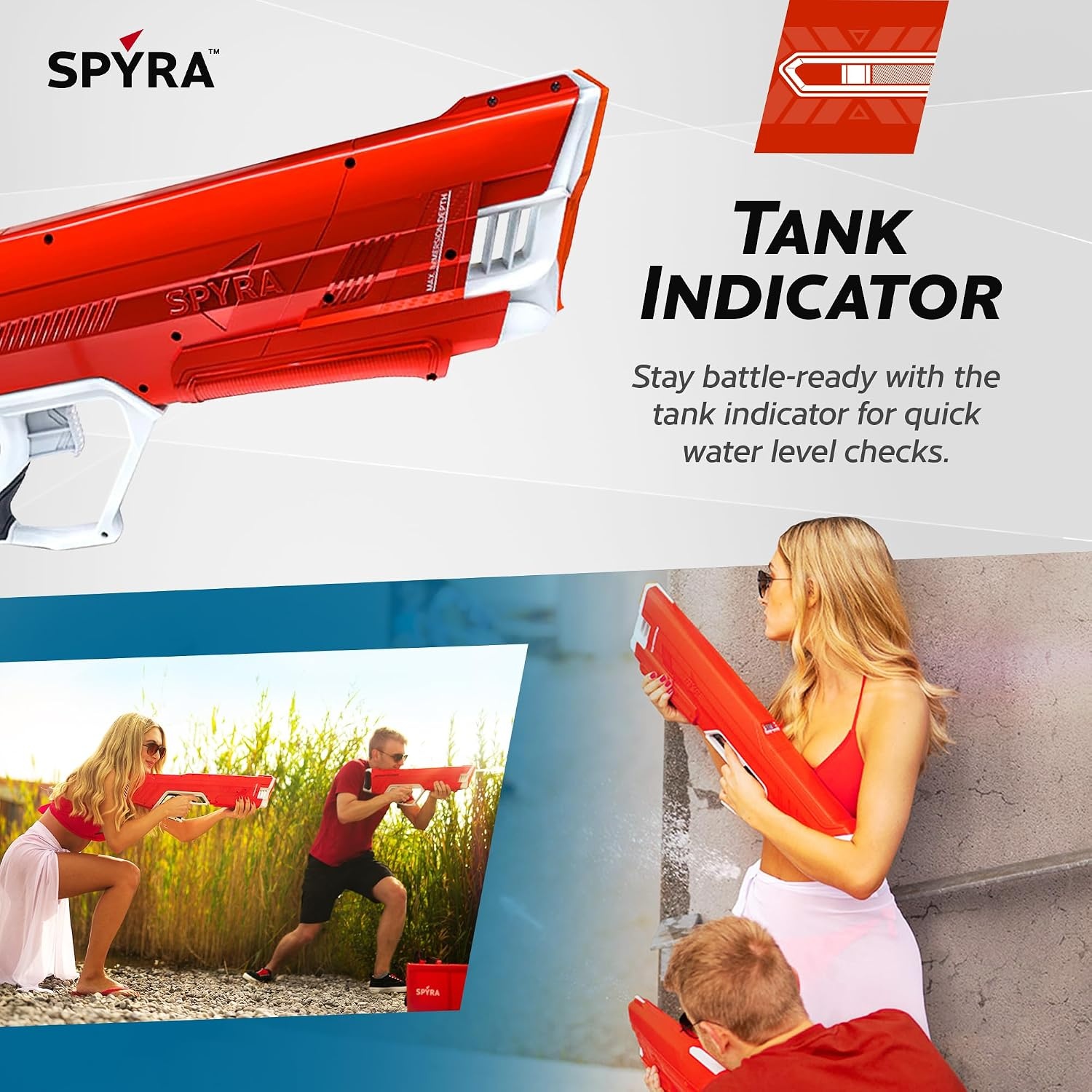 SpyraLX™ Manuel Water Gun Krachtig Waterpistool, Individuele Water Schoten, 30FT Bereik, Premium Lichtgewicht Zomer Strand Zwembad Speelgoed voor Volwassenen (Rood)