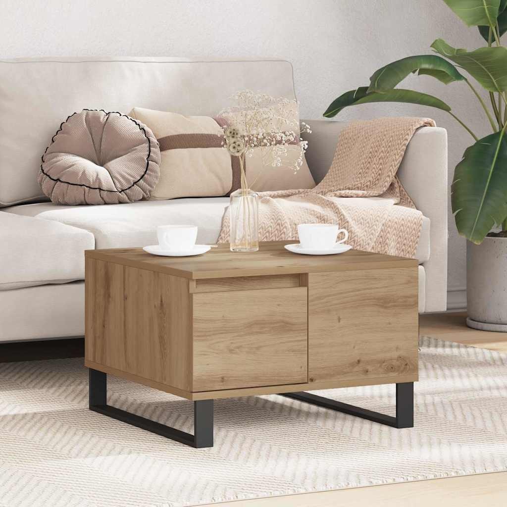 vidaXL Salontafel met lade artisanaal eikenkleurig 55 x 55 x 36,5 cm