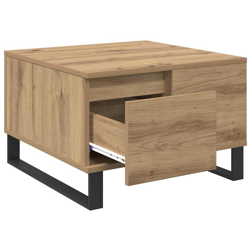 vidaXL Salontafel met lade artisanaal eikenkleurig 55 x 55 x 36,5 cm