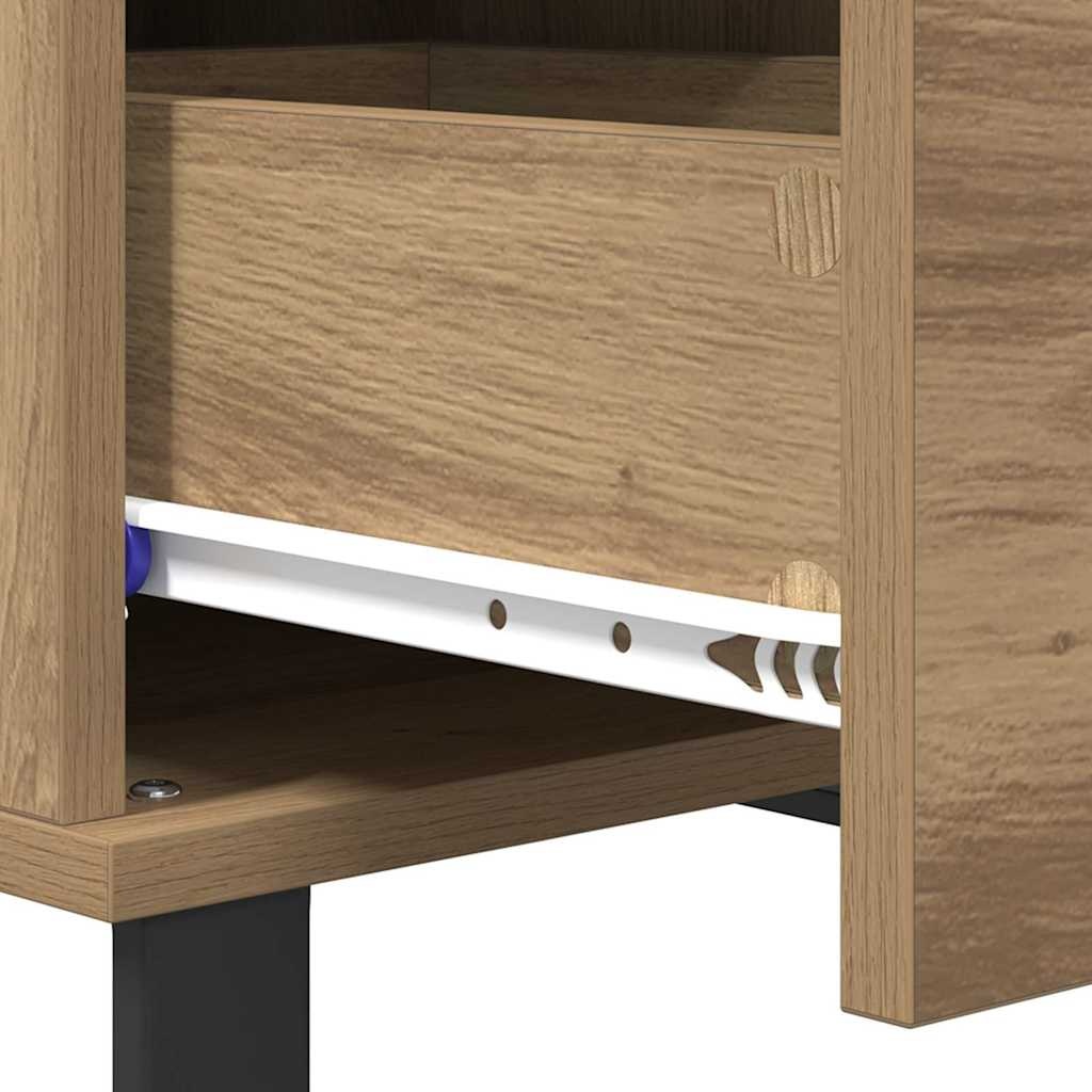 vidaXL Salontafel met lade artisanaal eikenkleurig 55 x 55 x 36,5 cm
