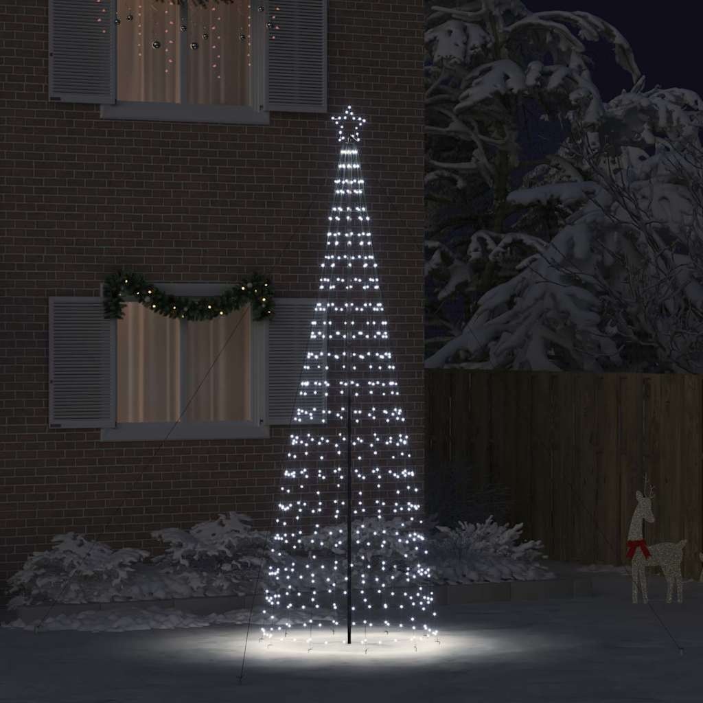 vidaXL LED Kerstboom met 800 LED met grondpennen Koudwit 400 cm IJzer