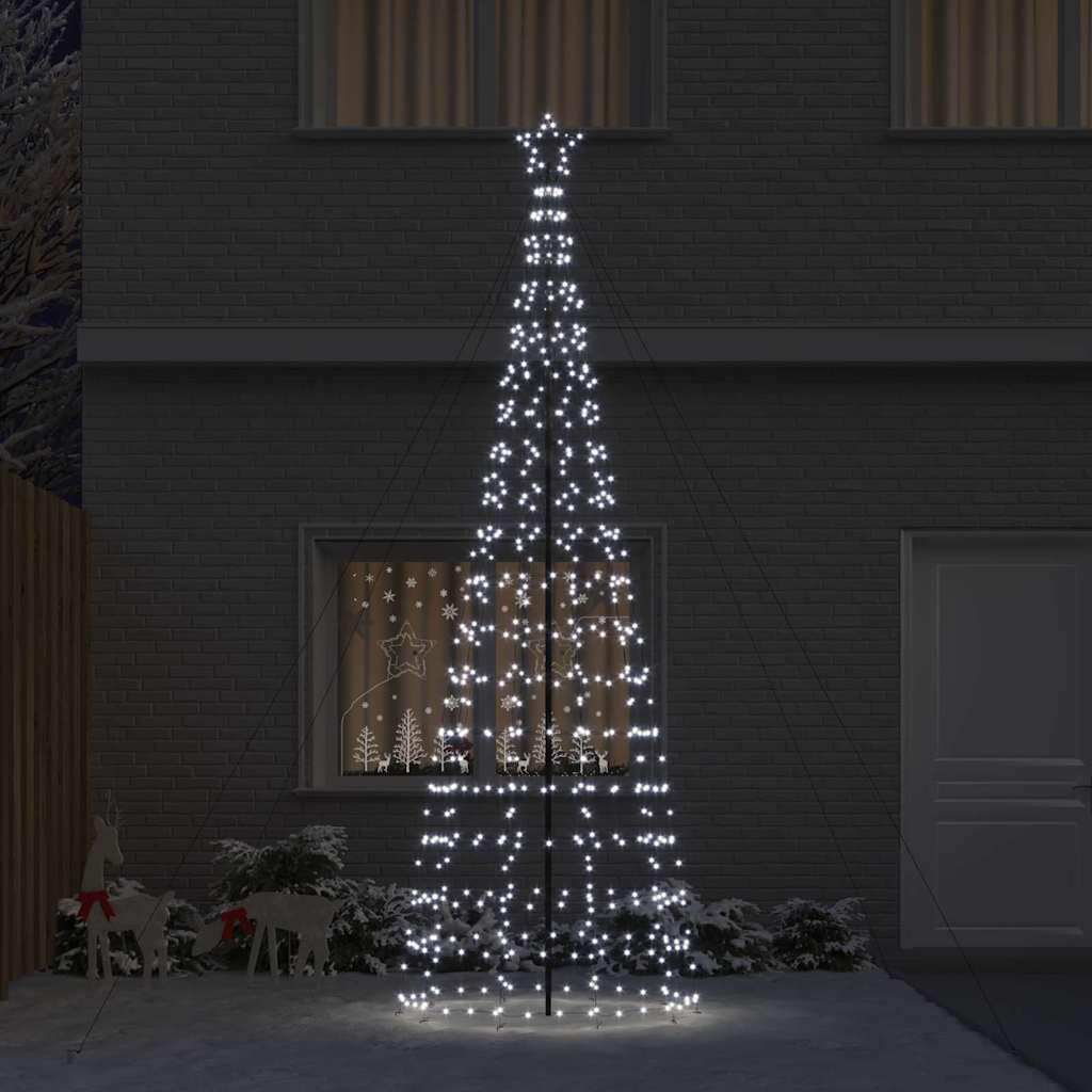vidaXL LED Kerstboom met 800 LED met grondpennen Koudwit 400 cm IJzer