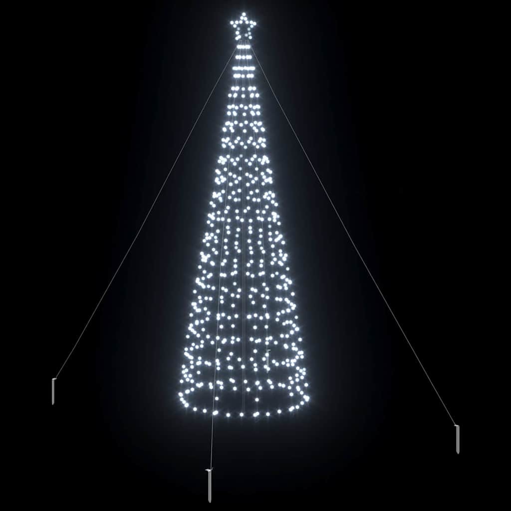 vidaXL LED Kerstboom met 800 LED met grondpennen Koudwit 400 cm IJzer