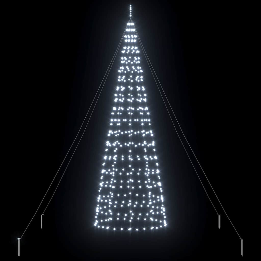 vidaXL LED Kerstboom met 800 LED met grondpennen Koudwit 400 cm IJzer