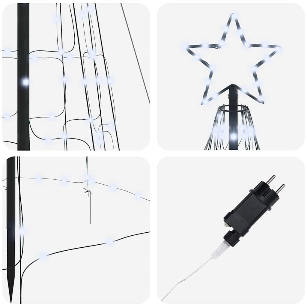 vidaXL LED Kerstboom met 800 LED met grondpennen Koudwit 400 cm IJzer