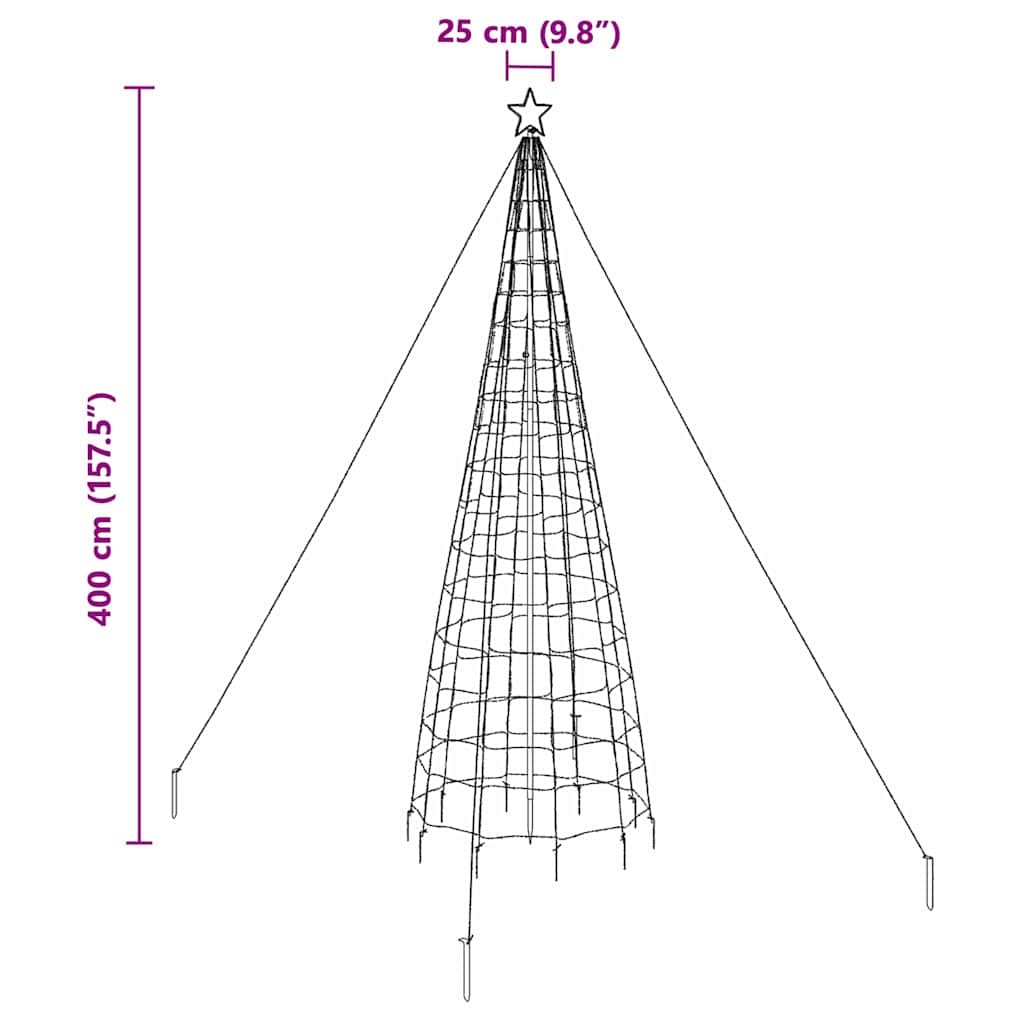 vidaXL LED Kerstboom met 800 LED met grondpennen Koudwit 400 cm IJzer