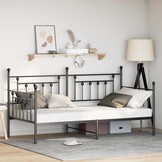 vidaXL Bedframe voor een daybed met hoofdeinde Zwart 90 x 190 cm Staal