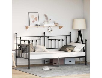 vidaXL Bedframe voor een daybed met hoofdeinde Zwart 90 x 190 cm Staal