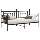 vidaXL Bedframe voor een daybed met hoofdeinde Zwart 90 x 190 cm Staal