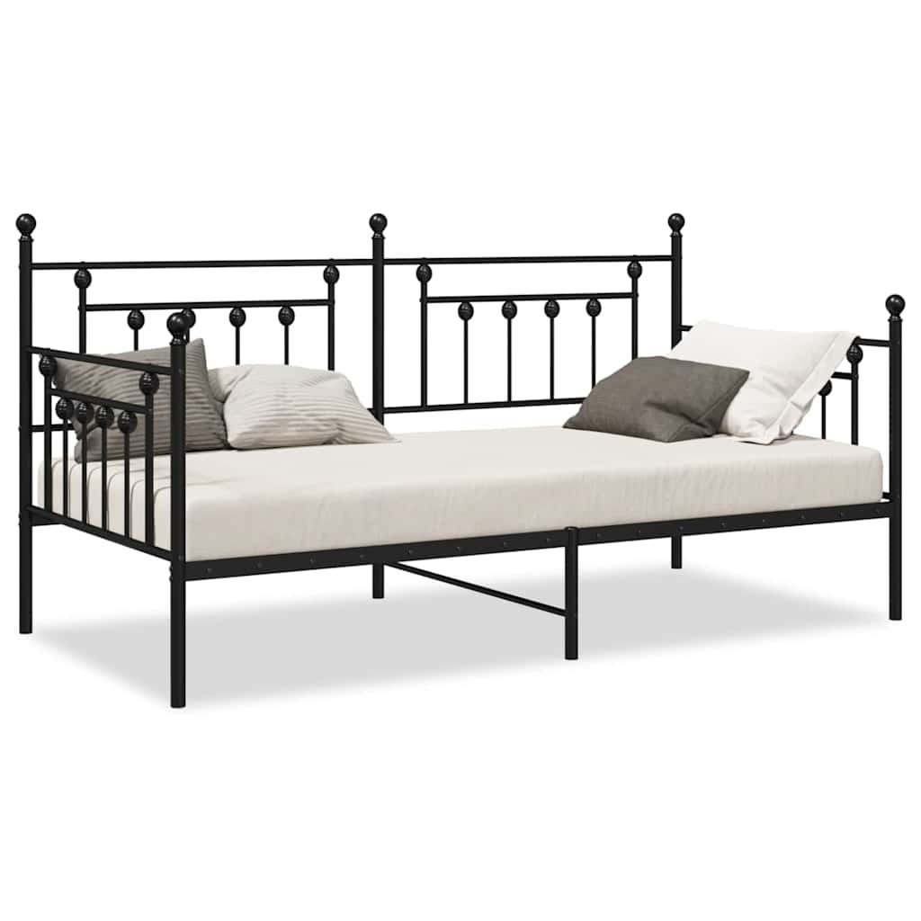 vidaXL Bedframe voor een daybed met hoofdeinde Zwart 90 x 190 cm Staal