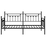 vidaXL Bedframe voor een daybed met hoofdeinde Zwart 90 x 190 cm Staal