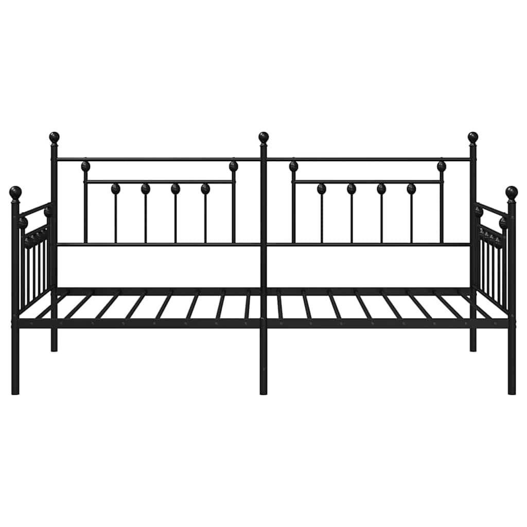 vidaXL Bedframe voor een daybed met hoofdeinde Zwart 90 x 190 cm Staal