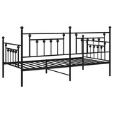 vidaXL Bedframe voor een daybed met hoofdeinde Zwart 90 x 190 cm Staal