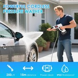 Mobiele Draadloze Accu Hogedrukreiniger – Met 2 Accu’s, 6-in-1 Verstelbare 180° Spuitmond, 5M Slang & Filterketel, Hogedruk Waterreiniger Voor Auto, Terras & Tuin