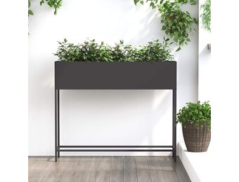 vidaXL Verhoogde Tuin Plantbak Zwart 100 x 26 x 82 cm Staal