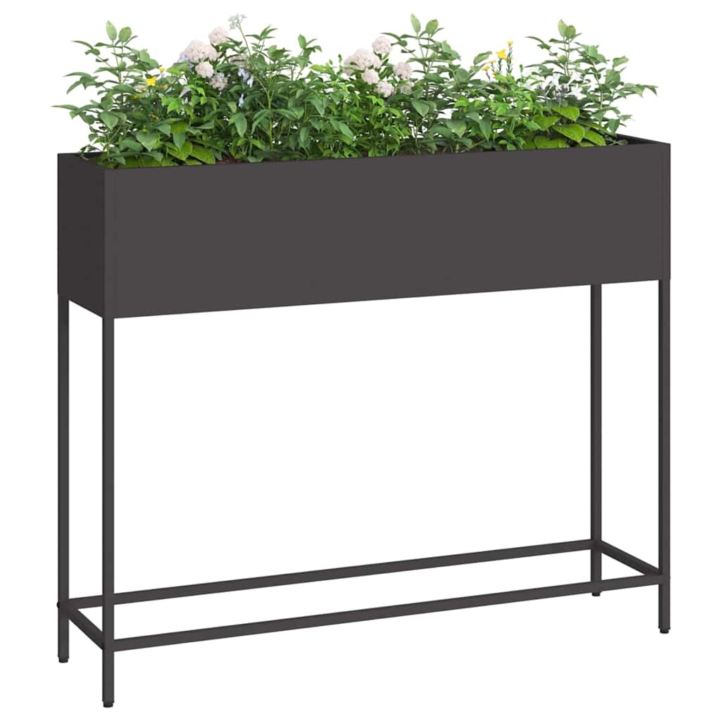 vidaXL Verhoogde Tuin Plantbak Zwart 100 x 26 x 82 cm Staal