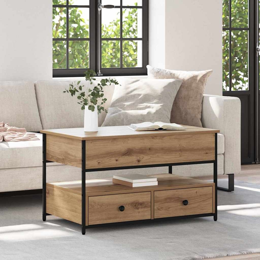 vidaXL Salontafel met lade Artisan Eiken 85 x 50 x 50 cm Bewerkt hout