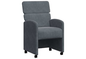 2x Donkergrijze Fluwelen Eetkamerstoelen met Wieltjes - 35% Korting