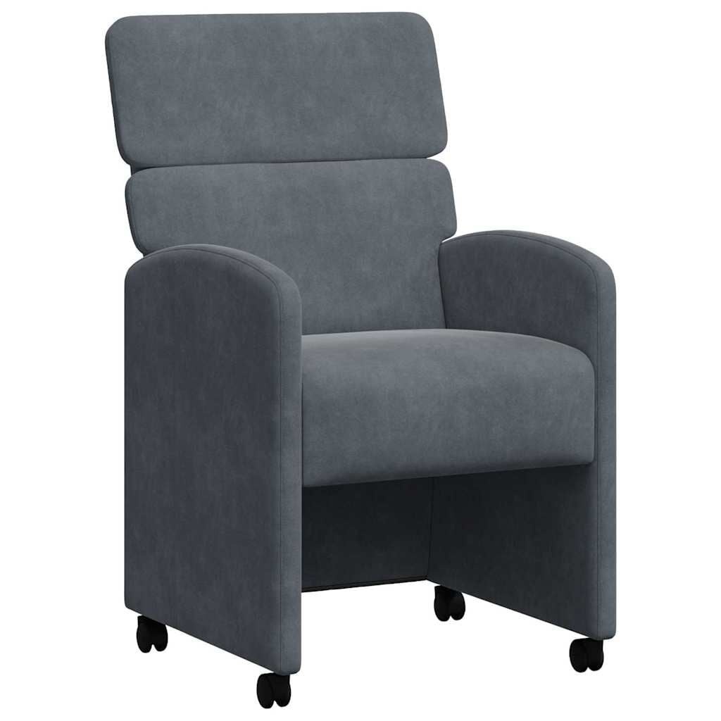 vidaXL Eetkamerstoelen met Wieltjes 2 st Fluweel Donkergrijs
