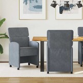 vidaXL Eetkamerstoelen met Wieltjes 2 st Fluweel Donkergrijs