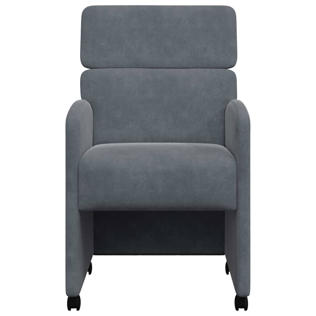 vidaXL Eetkamerstoelen met Wieltjes 2 st Fluweel Donkergrijs