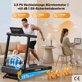 Inklapbare loopband voor thuis met 15% automatische helling, 3,5 pk loopband, helling met 12 HIIT-programma's, smart-app, 1-14 km/u wandelpad met led-display, hartslagmeting, 136 kg