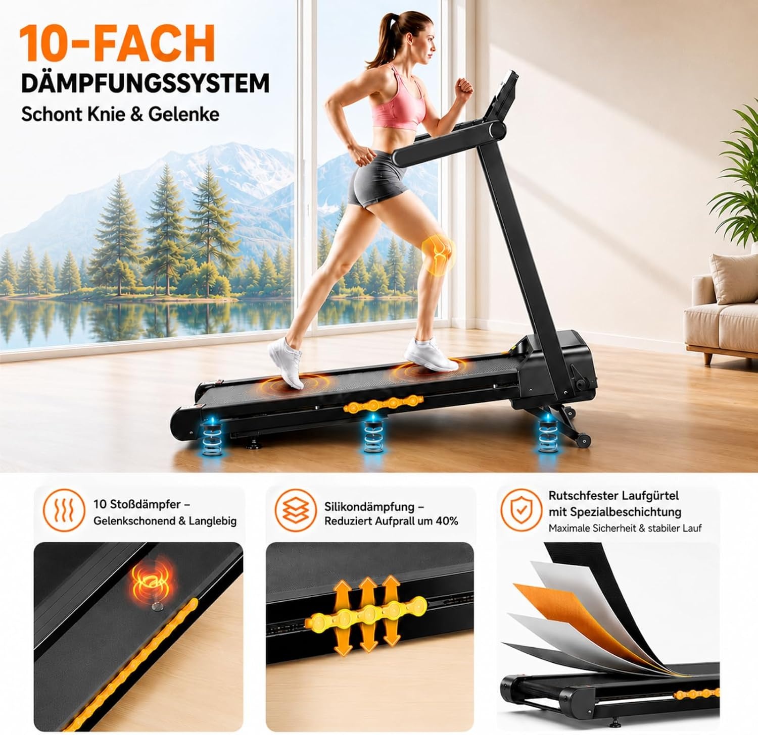 Inklapbare loopband voor thuis met 15% automatische helling, 3,5 pk loopband, helling met 12 HIIT-programma's, smart-app, 1-14 km/u wandelpad met led-display, hartslagmeting, 136 kg