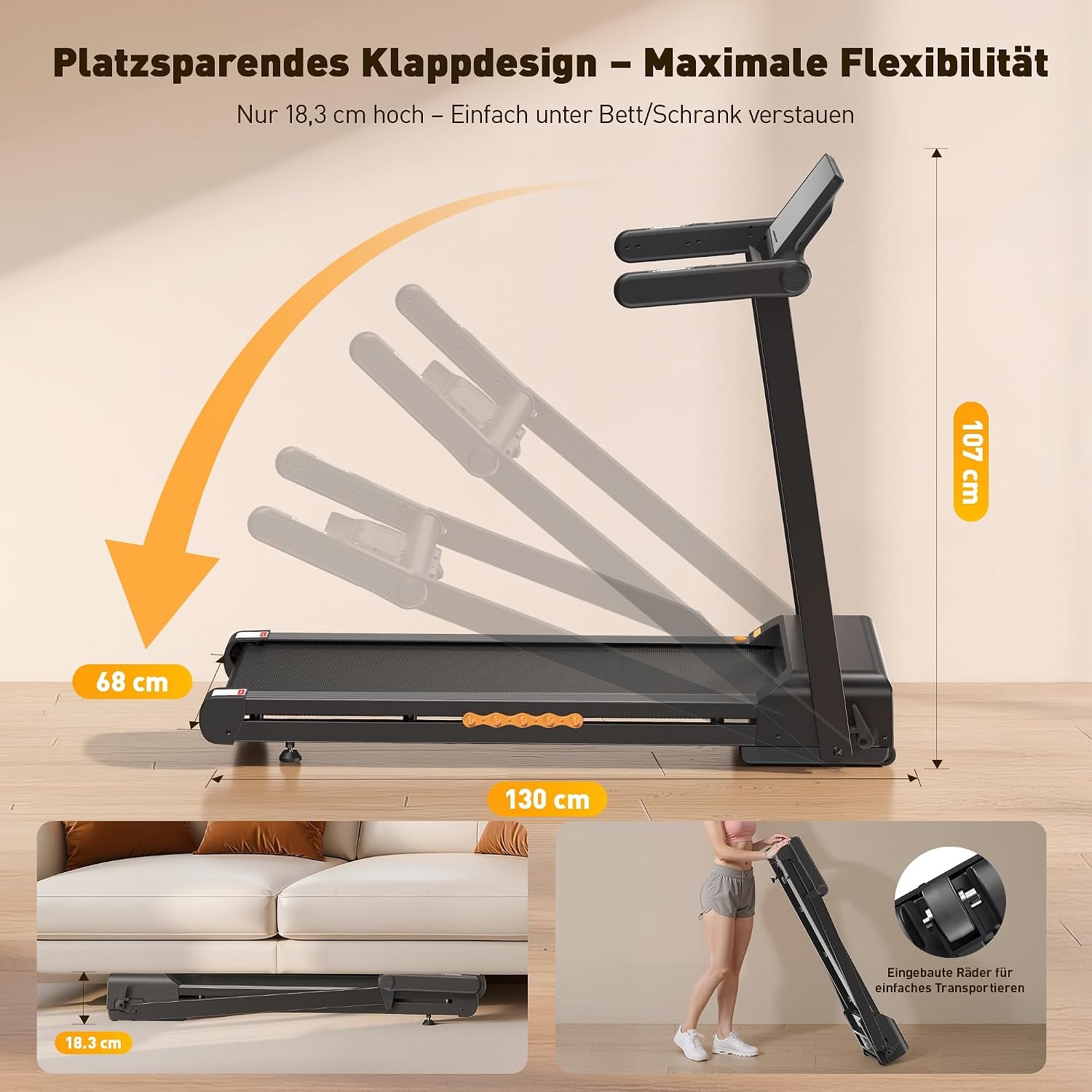 Inklapbare loopband voor thuis met 15% automatische helling, 3,5 pk loopband, helling met 12 HIIT-programma's, smart-app, 1-14 km/u wandelpad met led-display, hartslagmeting, 136 kg