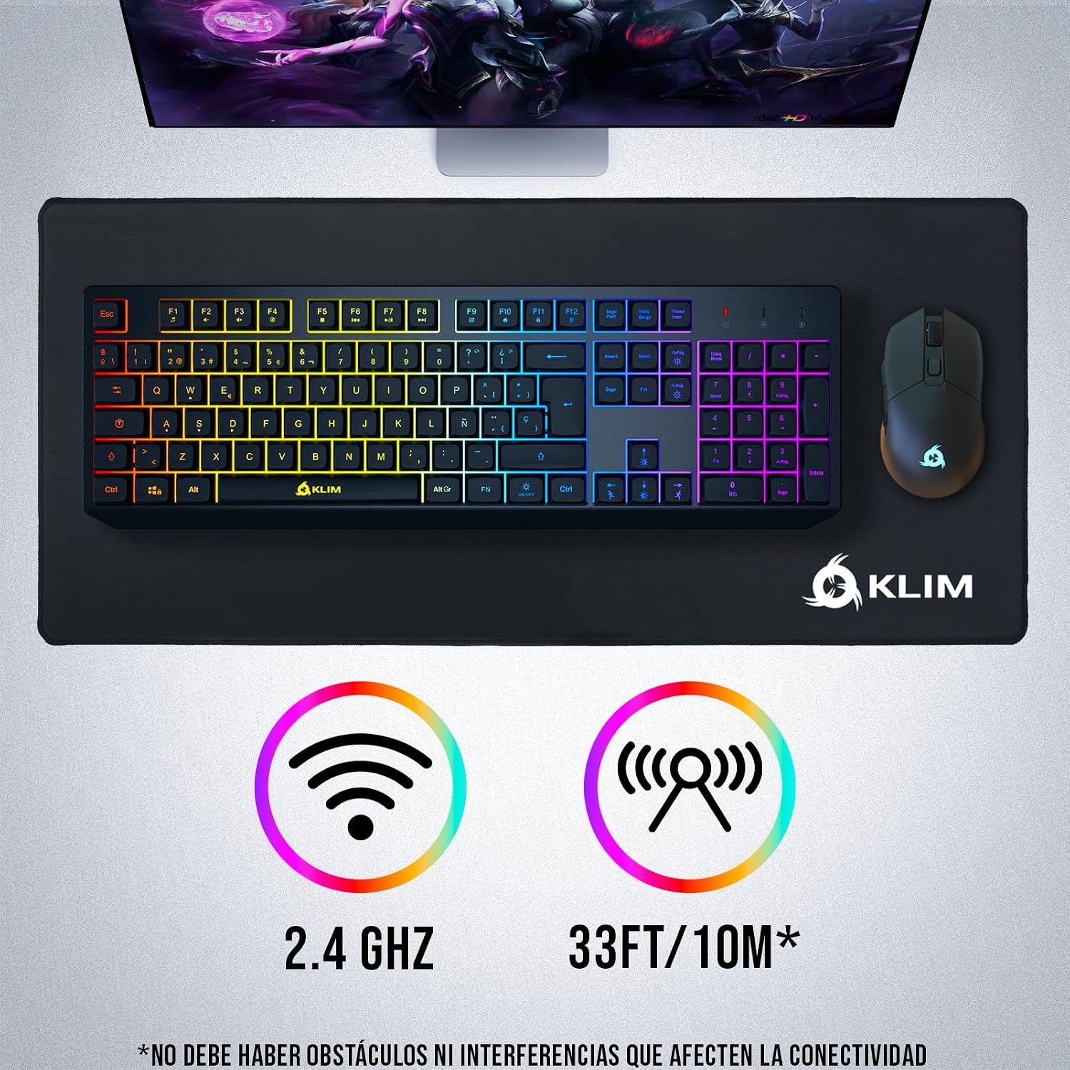 Draadloos Gaming Toetsenbord Spaans Zwart - RGB | 79% Korting