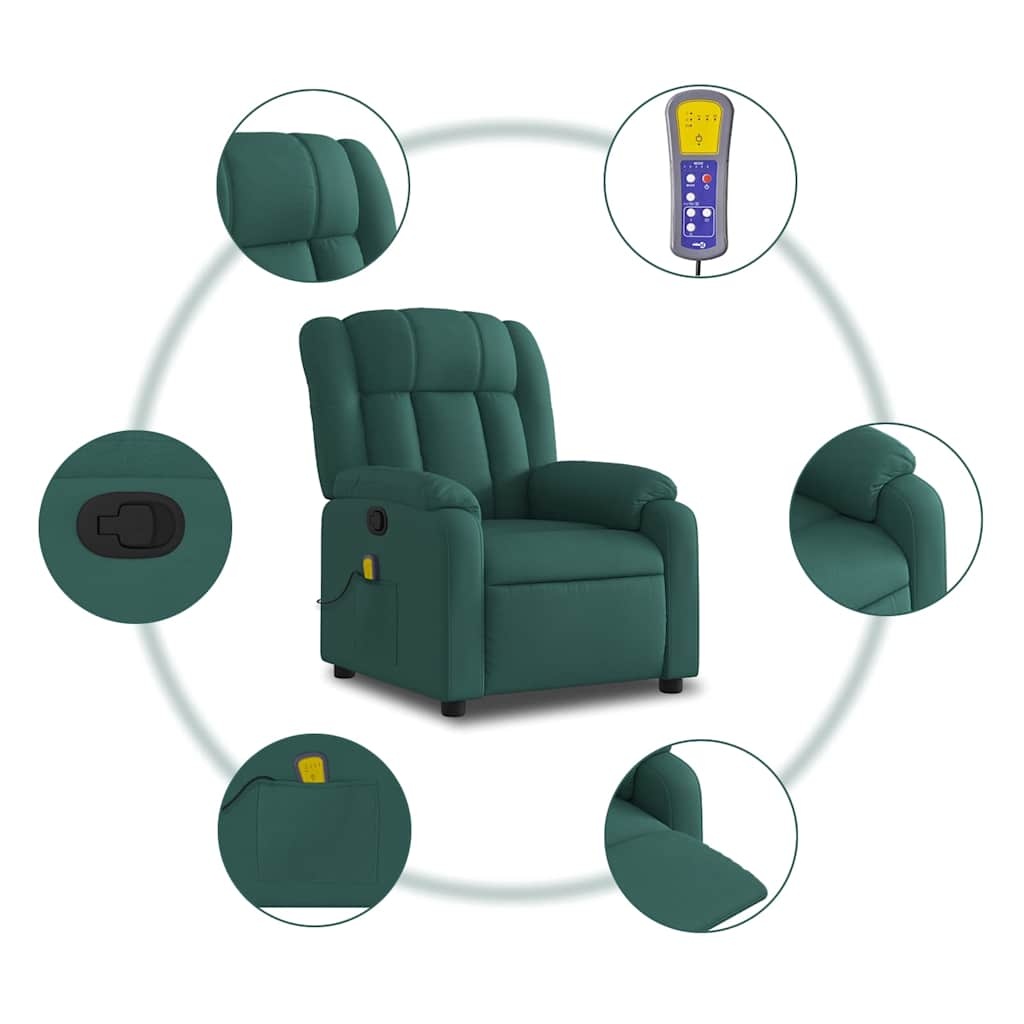 Verstelbare Massagestoel Donkergroen Stof - 35% Korting