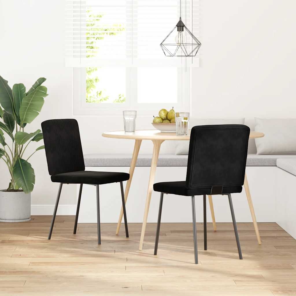 2 Zwarte Fluwelen Eetkamerstoelen - Comfort & Stijl
