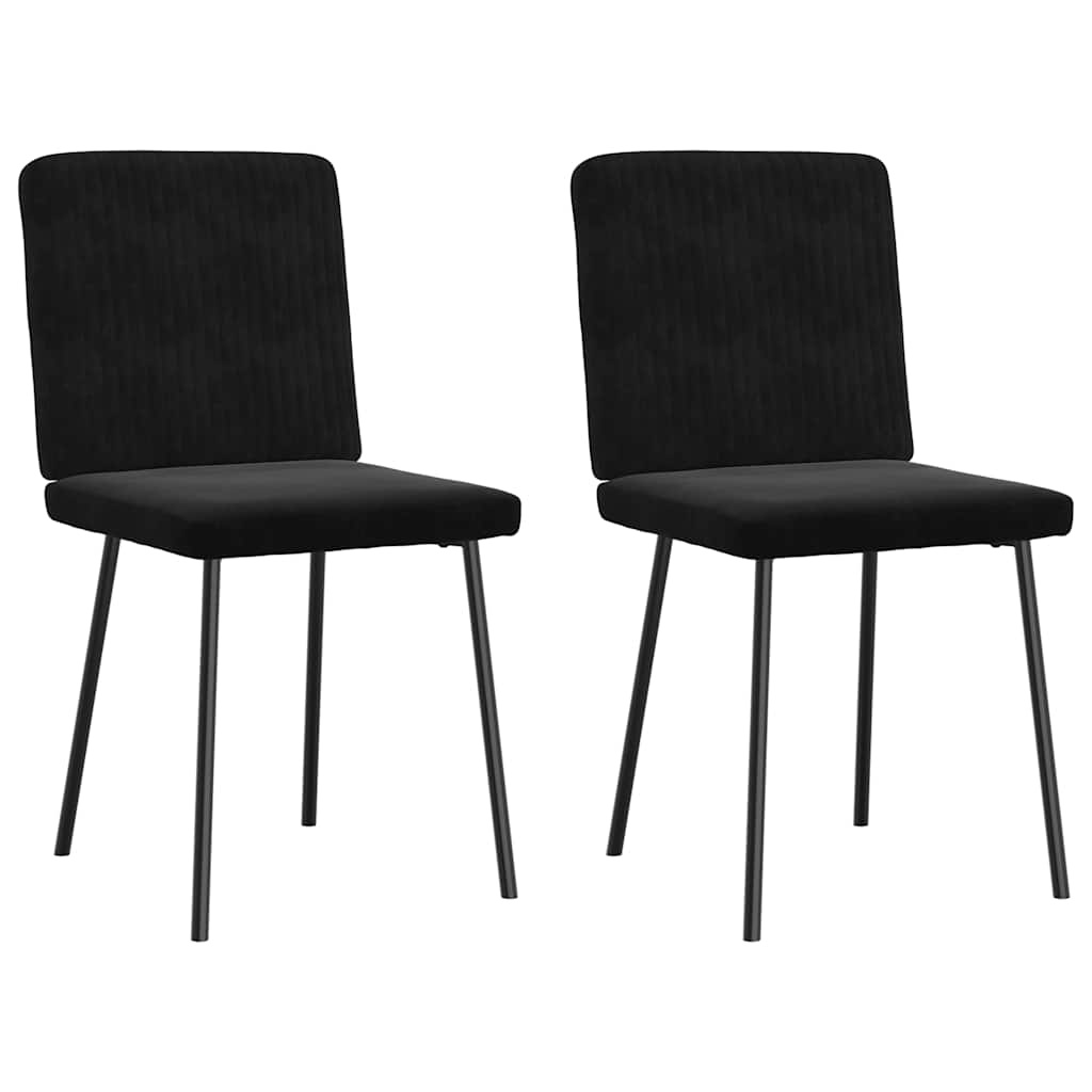 2 Zwarte Fluwelen Eetkamerstoelen - Comfort & Stijl