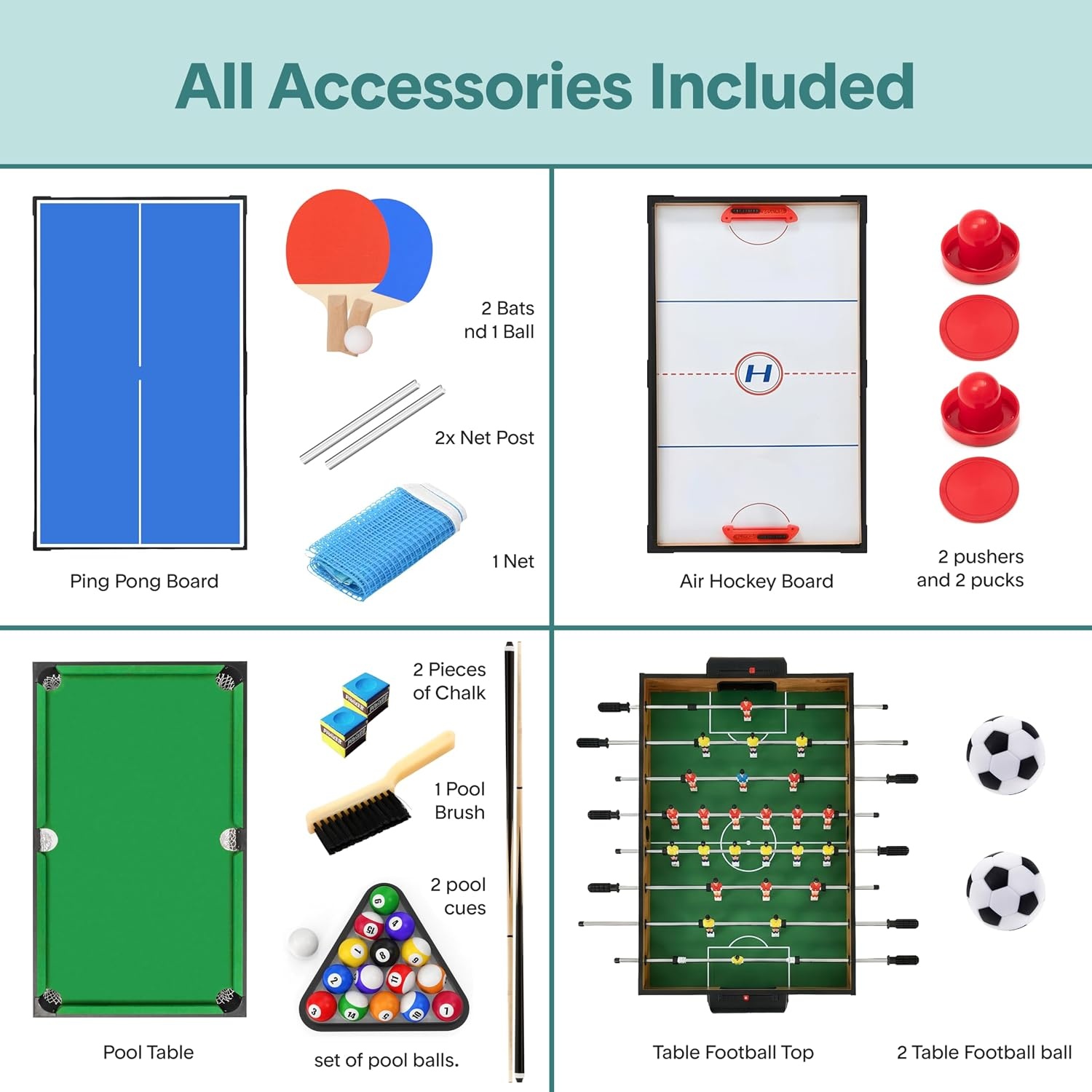 Multifunctionele Speeltafel 4-in-1 met 35% Korting | 122 cm