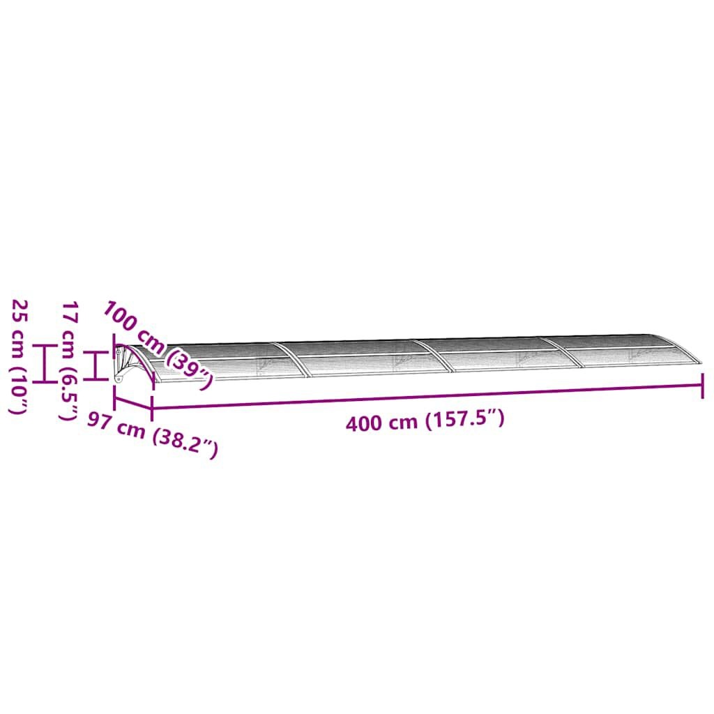 Deurluifel Polycarbonaat Zwart 400x100 cm - 30% Korting