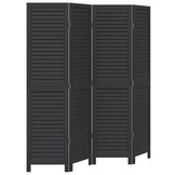 vidaXL Kamerscherm 4 Panelen Paulowniahout Zwart - 30% Korting
