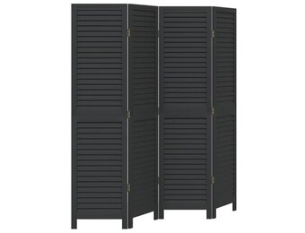 vidaXL Kamerscherm 4 Panelen Paulowniahout Zwart - 30% Korting